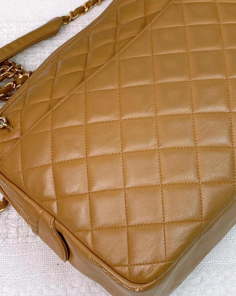 Chanel Caramel Lambskin Vintage Chain Shoulder Bag GHW