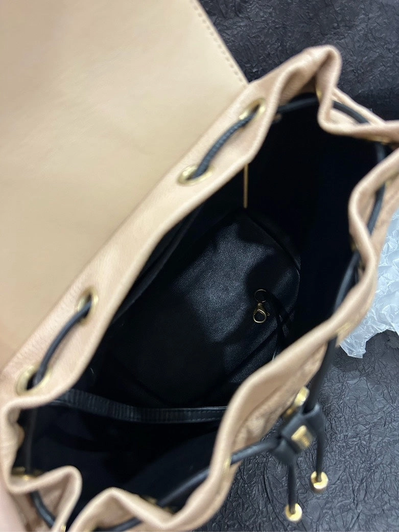 Chanel Caviar Leather Backpack Beige & Black 20cm25cm