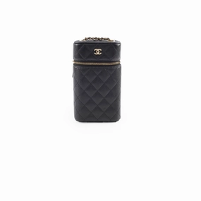 Chanel Caviar Vertical Vanity Case Black