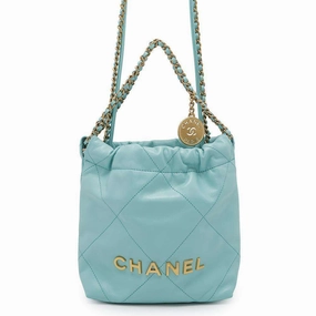 CHANEL CHANEL22 Shoulder Bag Turquise BlueAS3980 Shiny Calf Leather Size Mini