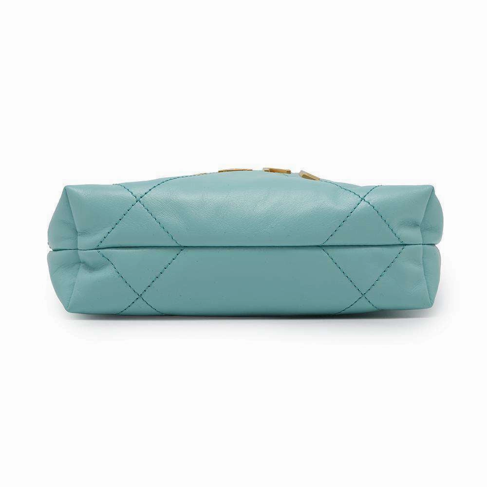 CHANEL CHANEL22 Shoulder Bag Turquise BlueAS3980 Shiny Calf Leather Size Mini