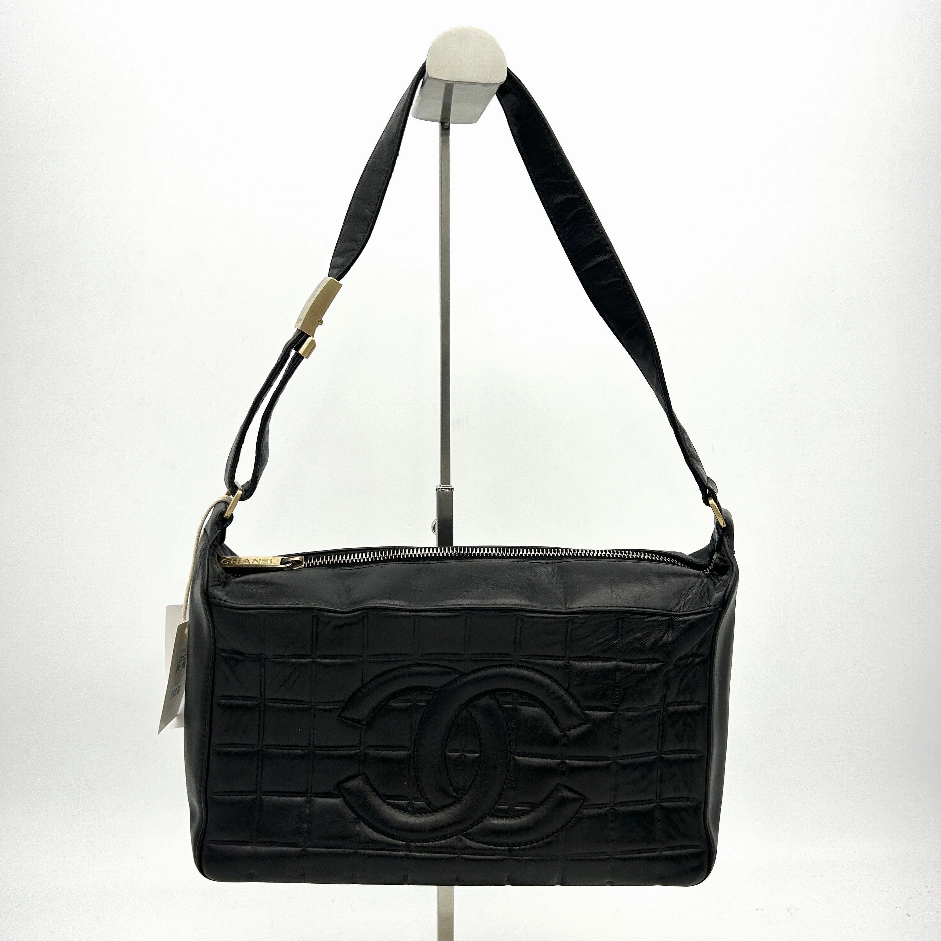 Chanel Chocolate Bar CC Shoulder Bag - Black Shoulder Bags, Handbags CNQ1056
