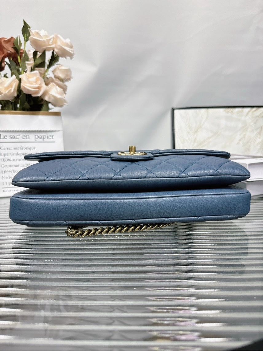 Chanel HFY Blue Quilted Leather Crossbody Bag