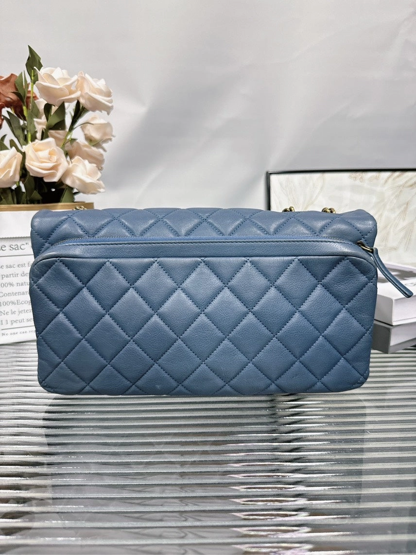 Chanel HFY Blue Quilted Leather Crossbody Bag