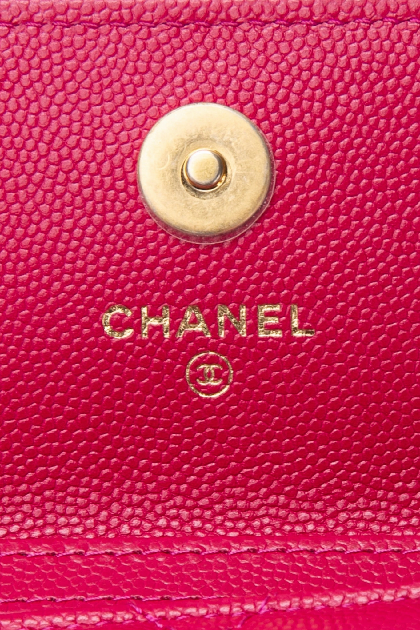 CHANEL Hot Pink Caviar Quilted Twist Your Buttons Coin Purse with Chain Crossbody Bag