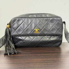 Chanel Lambskin Camera Tassel Crossbody Black Bag