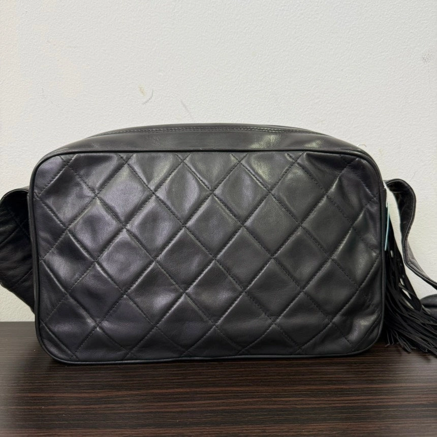 Chanel Lambskin Camera Tassel Crossbody Black Bag