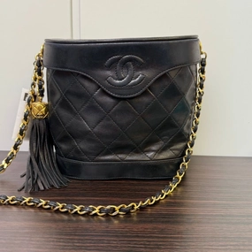 Chanel Lambskin Tassel Crossbody Black Bag