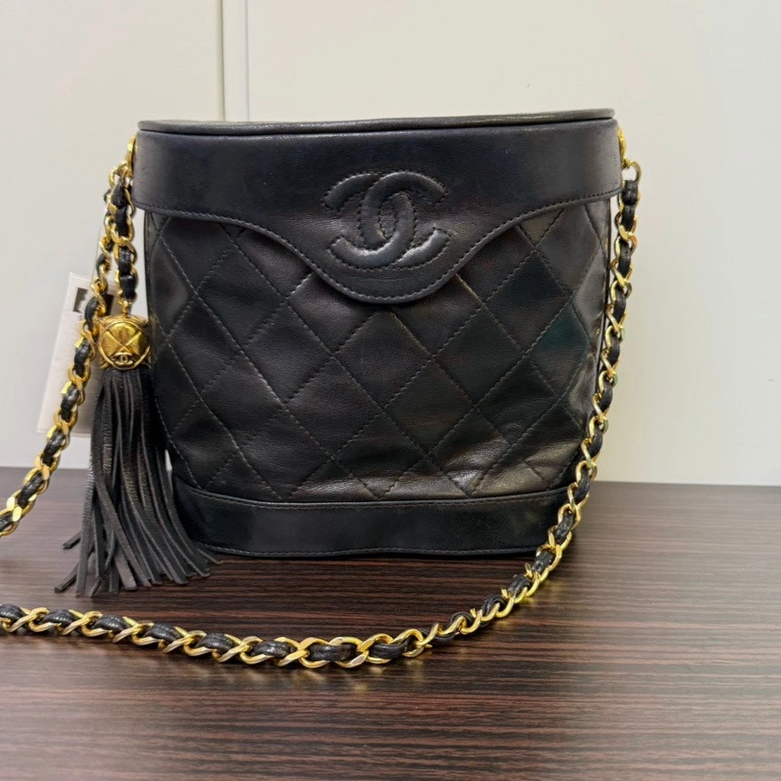 Chanel Lambskin Tassel Crossbody Black Bag