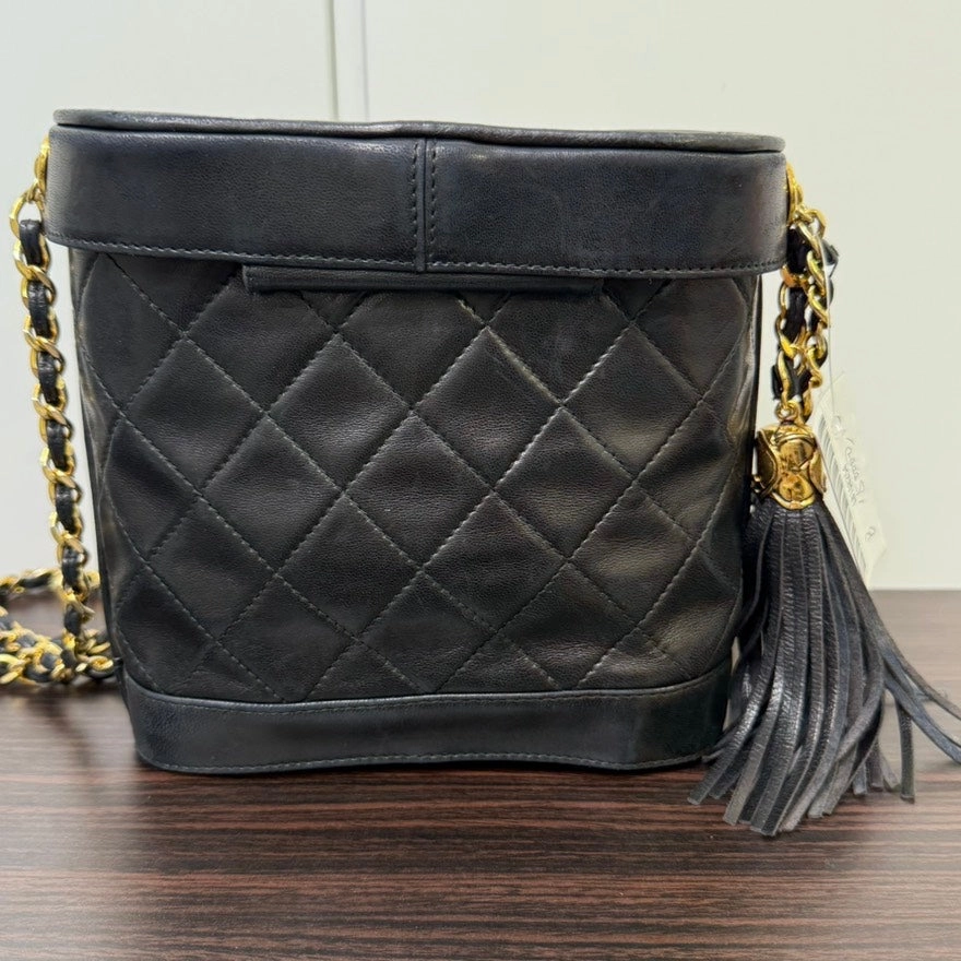 Chanel Lambskin Tassel Crossbody Black Bag