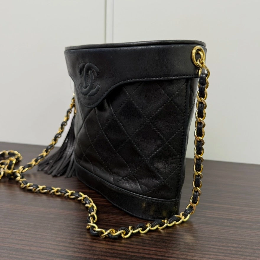 Chanel Lambskin Tassel Crossbody Black Bag