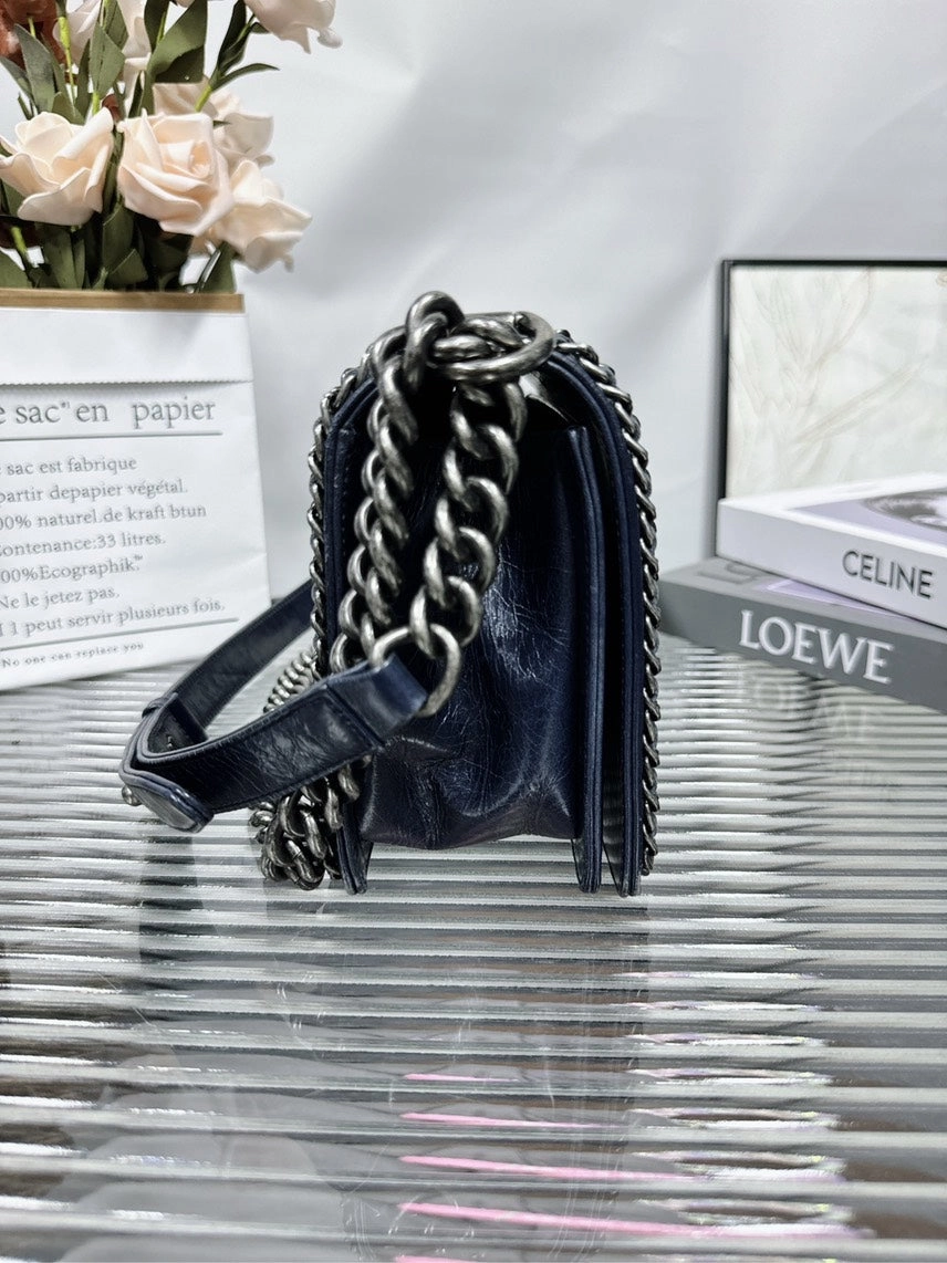 Chanel Le Boy Bag Navy Quilted Leather Crossbody