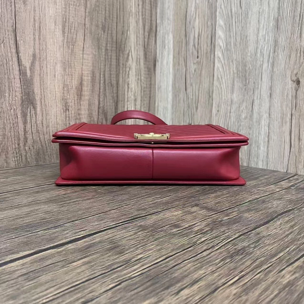 Chanel Le Boy Maxi Red Quilted Leather Shoulder Bag 2014