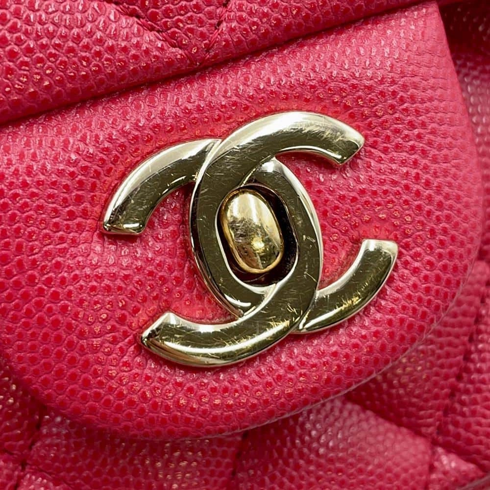 CHANEL Matelasse Double Flap ChainShoulder Bag PinkA01112 Caviar Leather Size 25