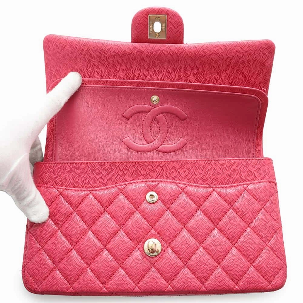 CHANEL Matelasse Double Flap ChainShoulder Bag PinkA01112 Caviar Leather Size 25