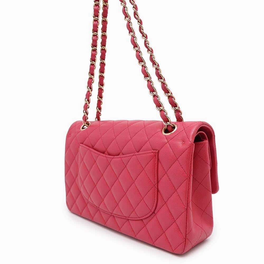 CHANEL Matelasse Double Flap ChainShoulder Bag PinkA01112 Caviar Leather Size 25