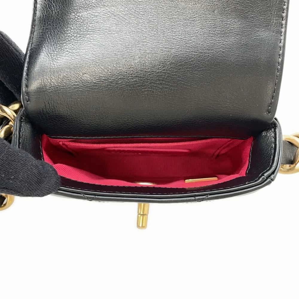 CHANEL Matelasse  Flap Bag ChainShoulder Bag BlackAS2833 Calf Leather Size Mini
