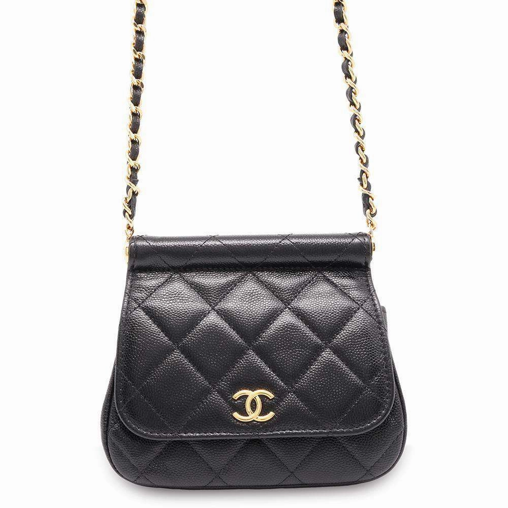 CHANEL Matelasse Flap ChainShoulder Bag BlackAP3004 Caviar Leather