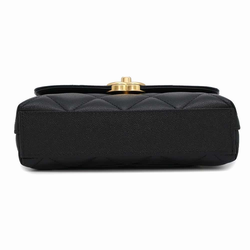 CHANEL Matelasse Mini Flap ChainShoulder Bag BlackAS3779 Caviar Leather