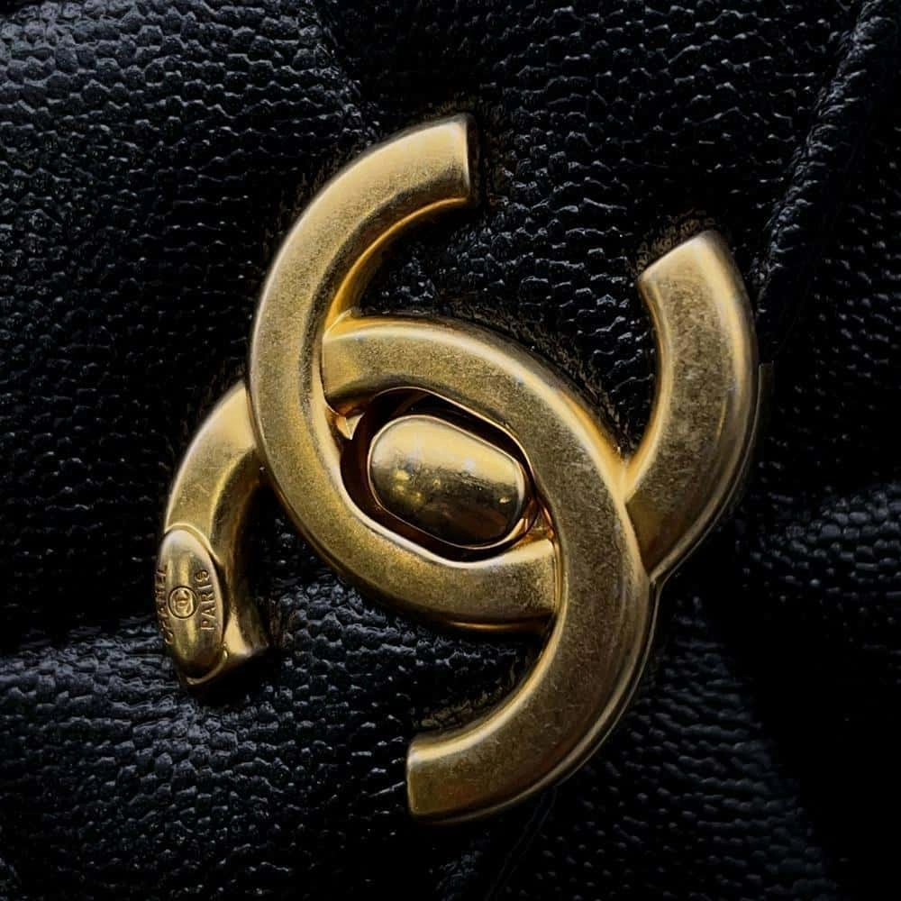 CHANEL Matelasse Mini Flap ChainShoulder Bag BlackAS3779 Caviar Leather