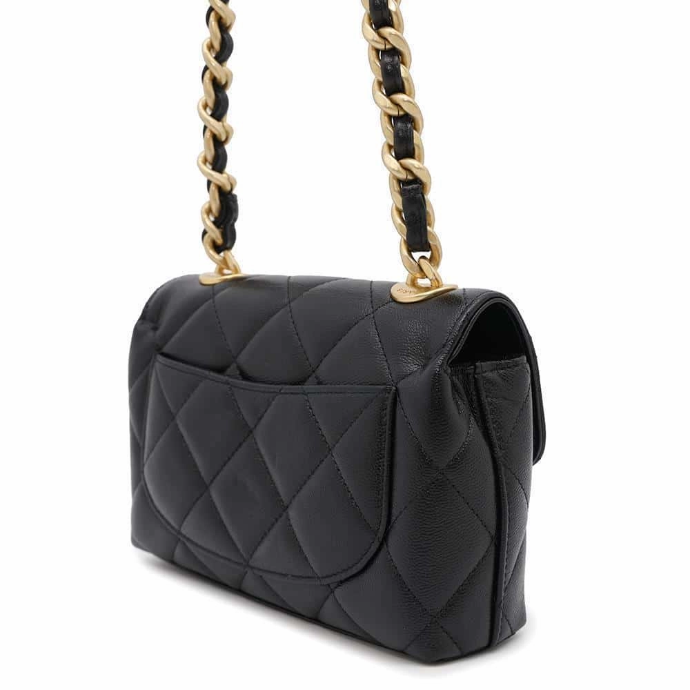 CHANEL Matelasse Mini Flap ChainShoulder Bag BlackAS3779 Caviar Leather