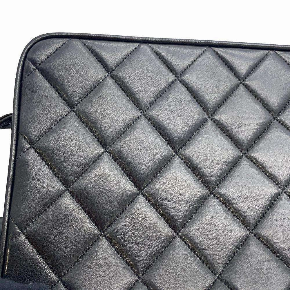 CHANEL Matelasse Shoulder Bag with Fringe Black Lambskin