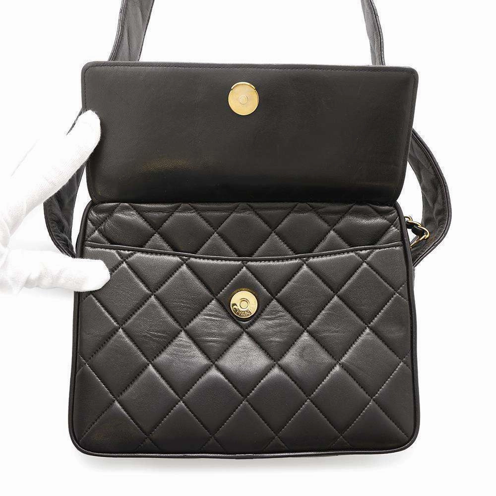 CHANEL Matelasse Shoulder Bag with Fringe Black Lambskin