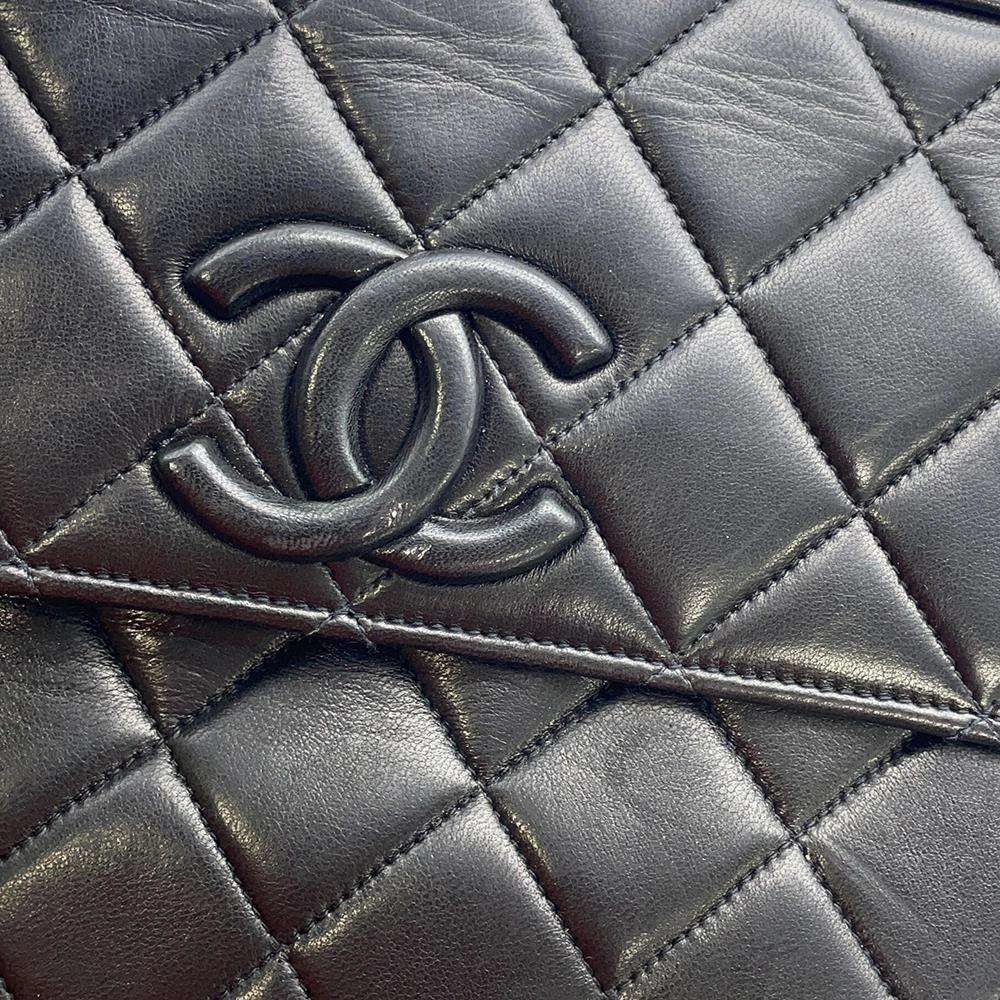 CHANEL Matelasse Shoulder Bag with Fringe Black Lambskin