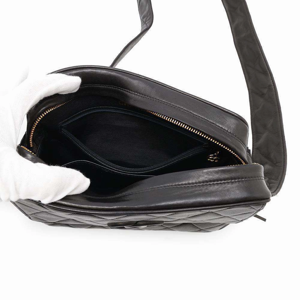 CHANEL Matelasse Shoulder Bag with Fringe Black Lambskin