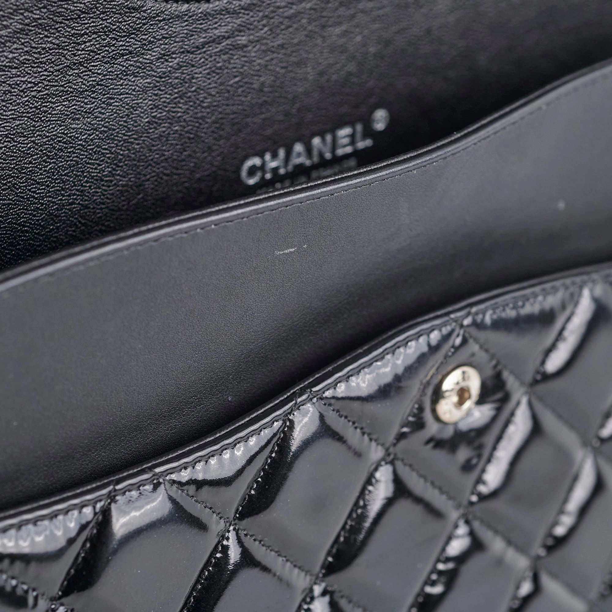 Chanel Maxi Patent Flap Black 20 Series