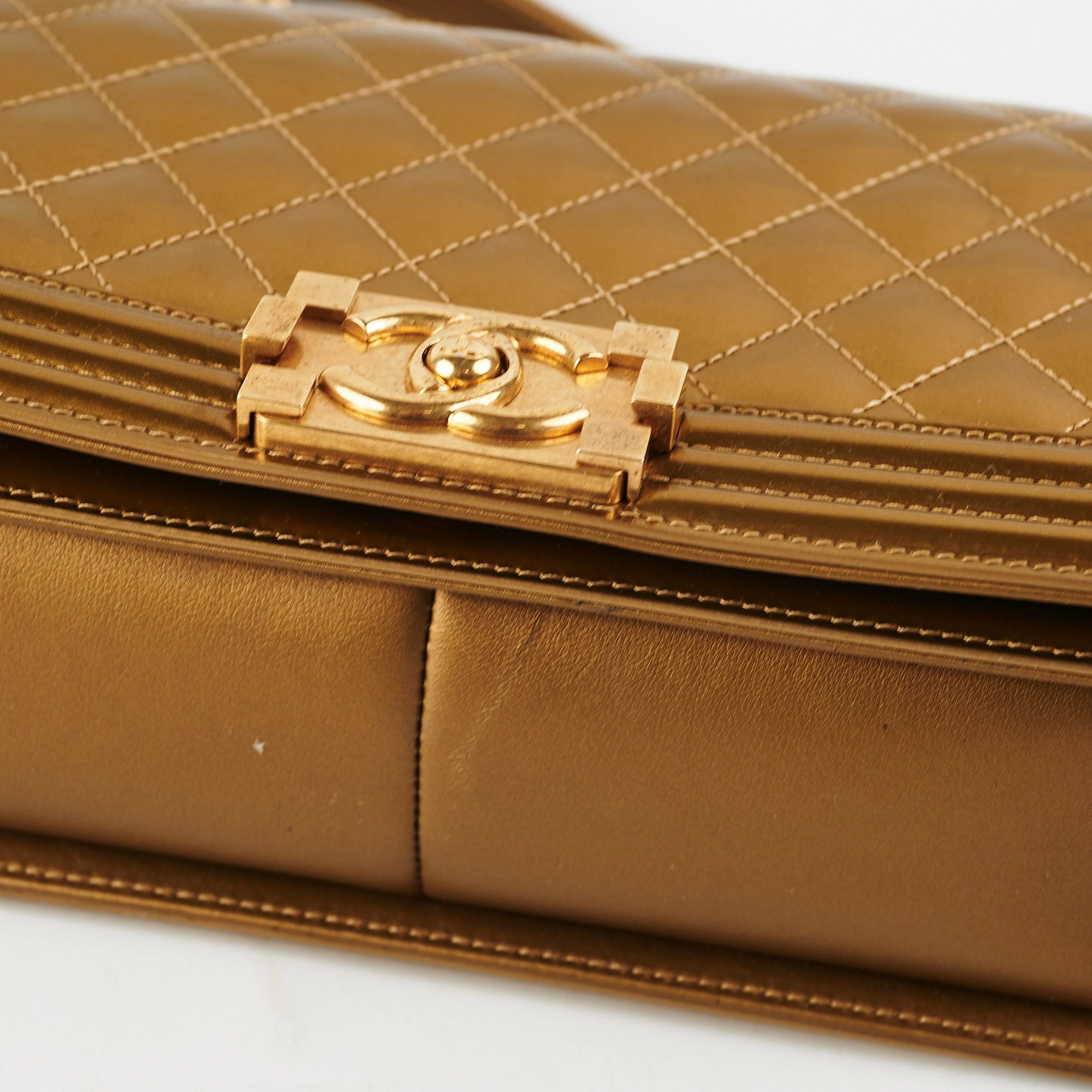 Chanel Medium Boy Patent Gold