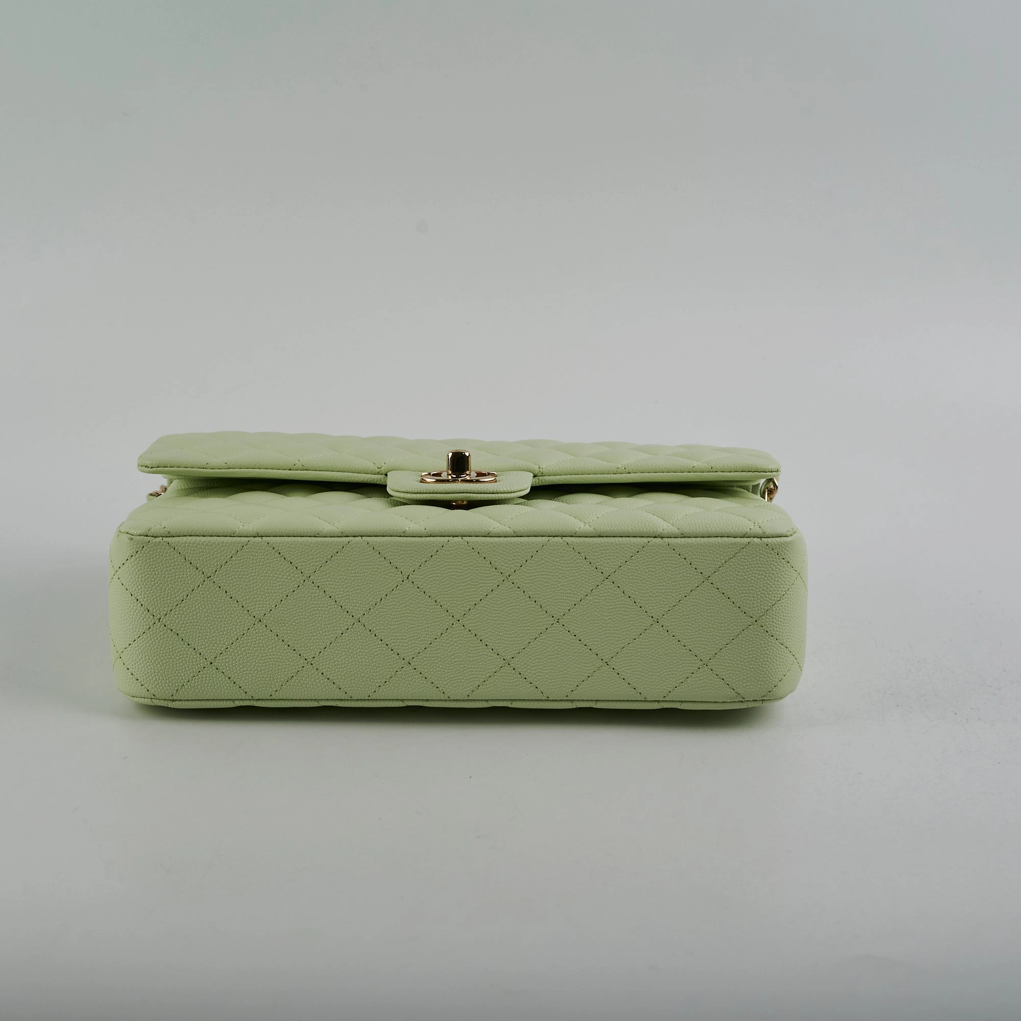 Chanel Medium Caviar Double Classic Flap Light Green