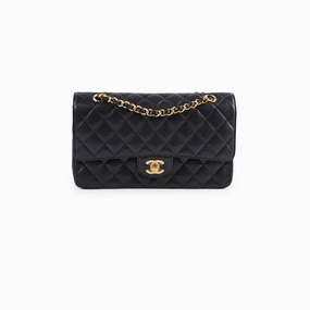Chanel Medium/Large Caviar 24k Double Classic Flap Black