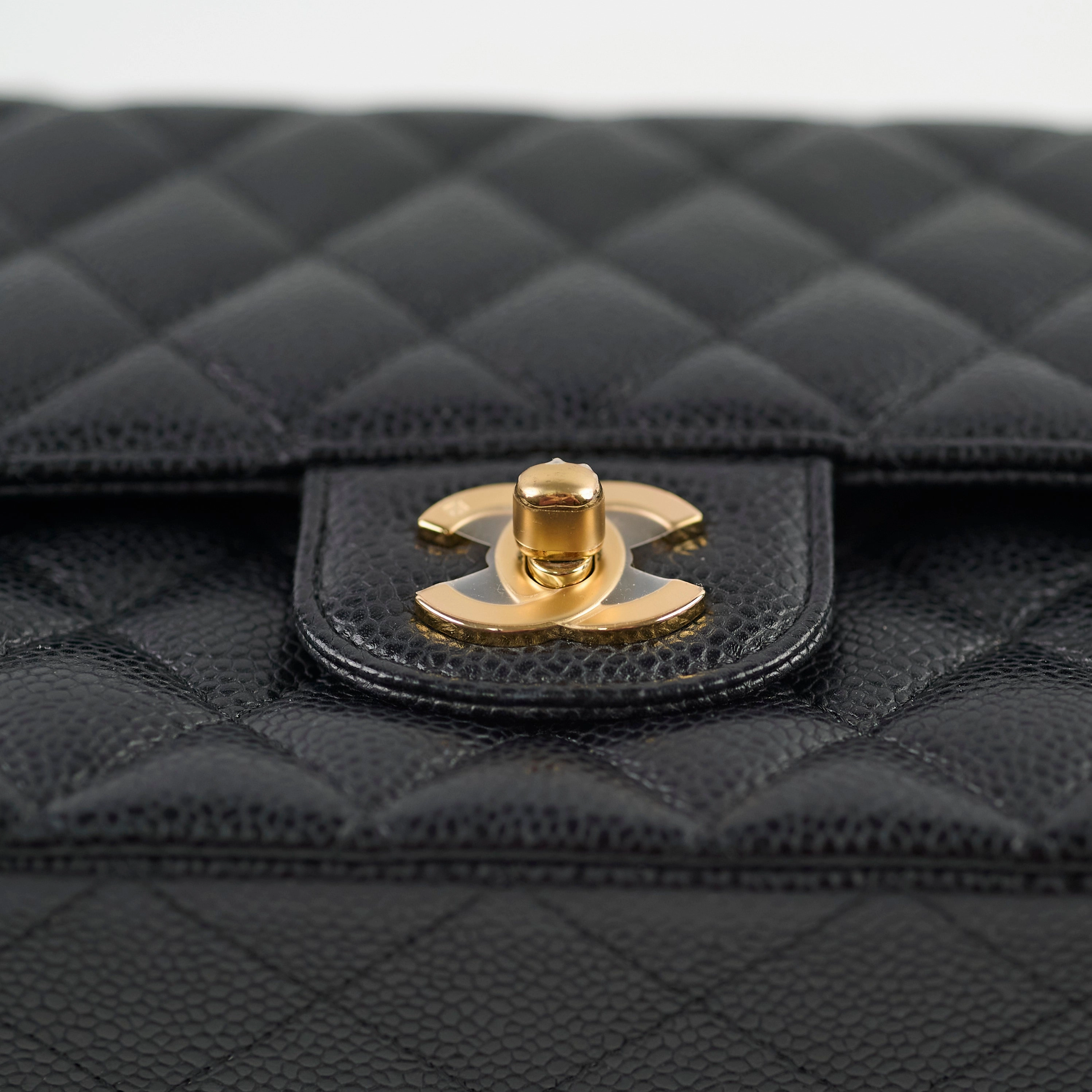 Chanel Medium/Large Caviar 24k Double Classic Flap Black