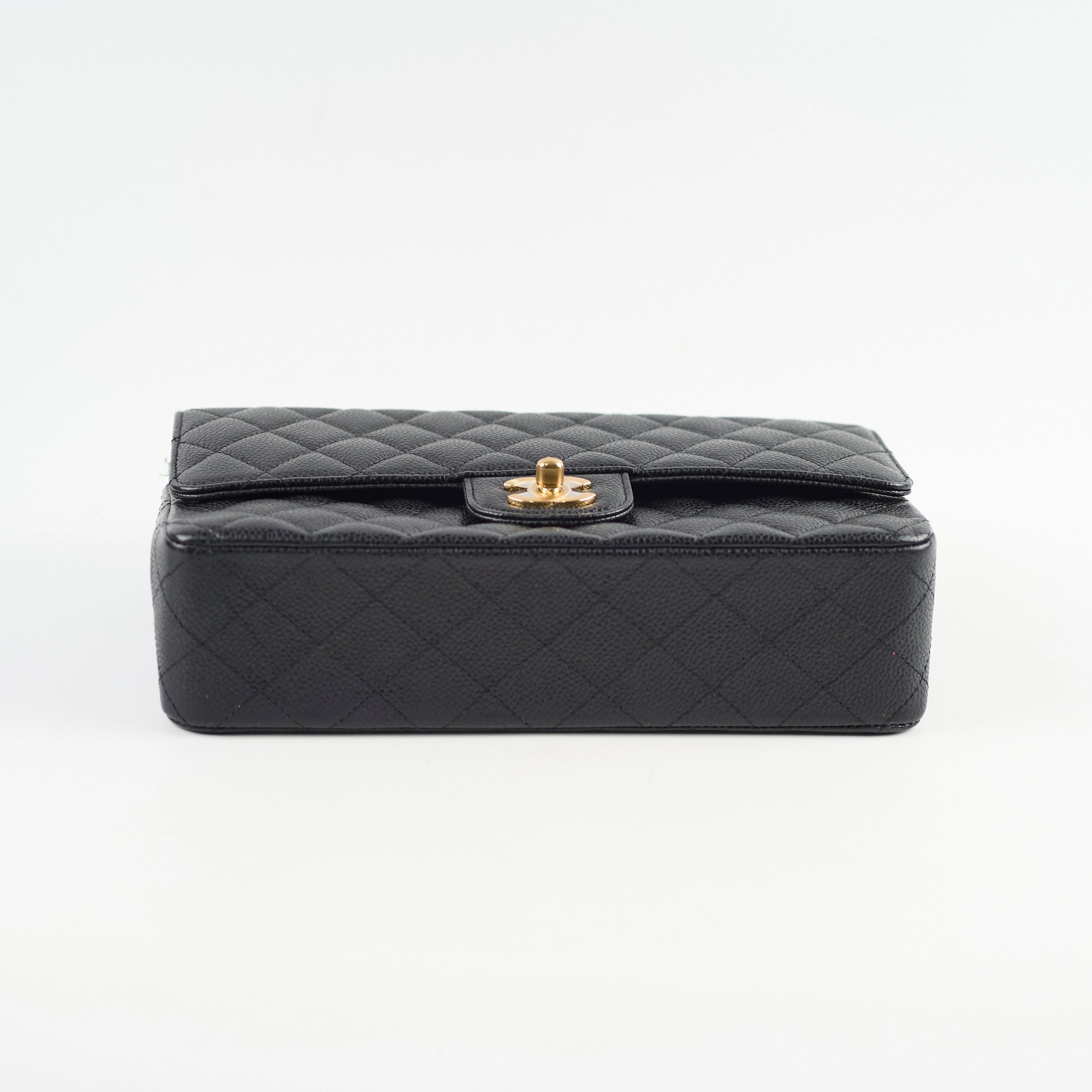 Chanel Medium/Large Caviar 24k Double Classic Flap Black