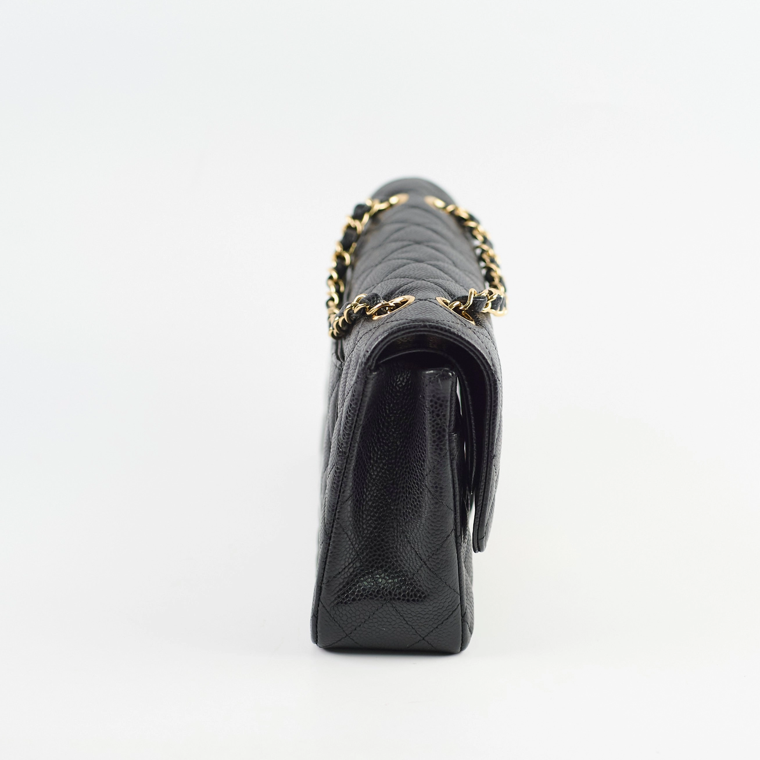 Chanel Medium/Large Caviar 24k Double Classic Flap Black