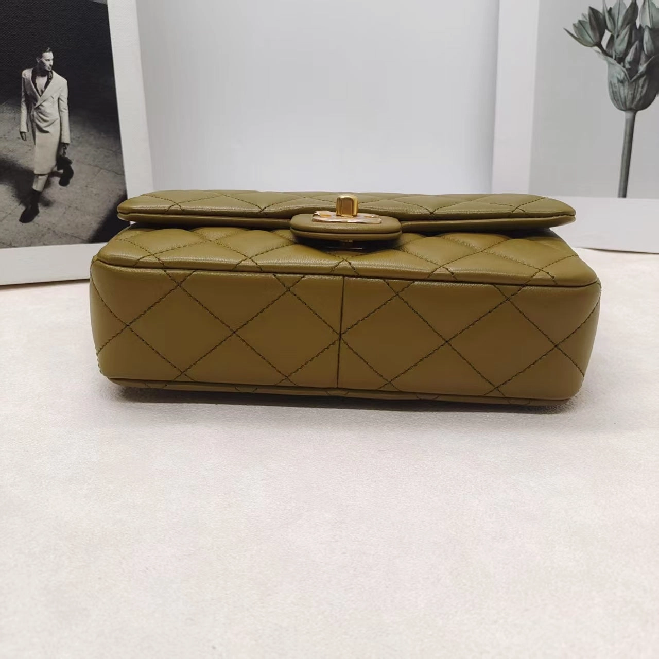 Chanel Mini Flap Olive Green Quilted Leather Shoulder Bag