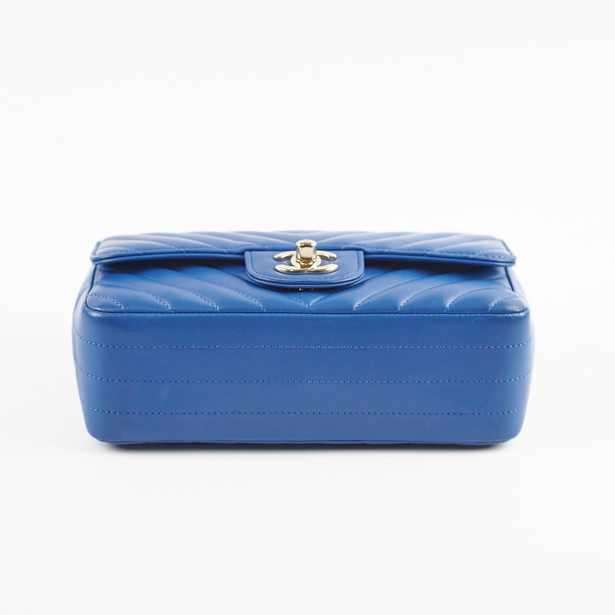 Chanel Mini Rectangular Classic Chevron Lambskin Blue 27 series