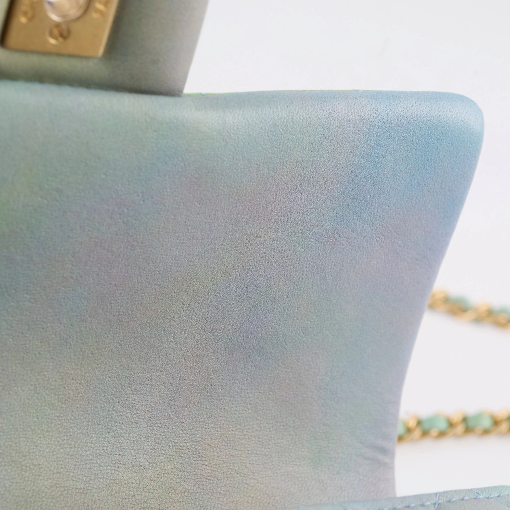 Chanel Mini Rectangular LambskinTop Handle Ombre Green - Microchip