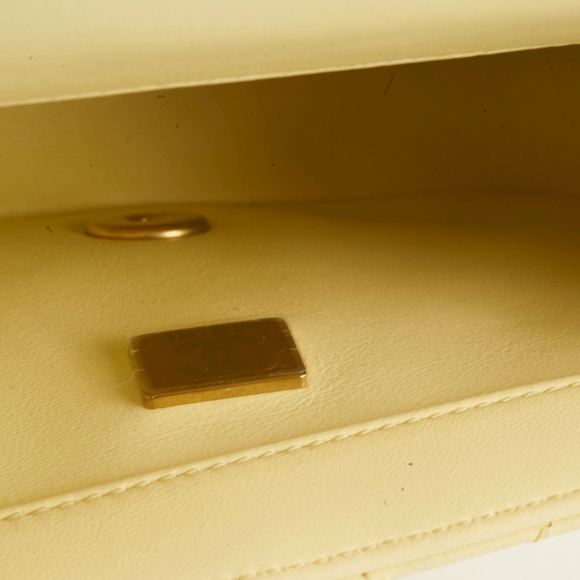 Chanel Mini Square Lambskin Camelia Crush Light Yellow Microchip