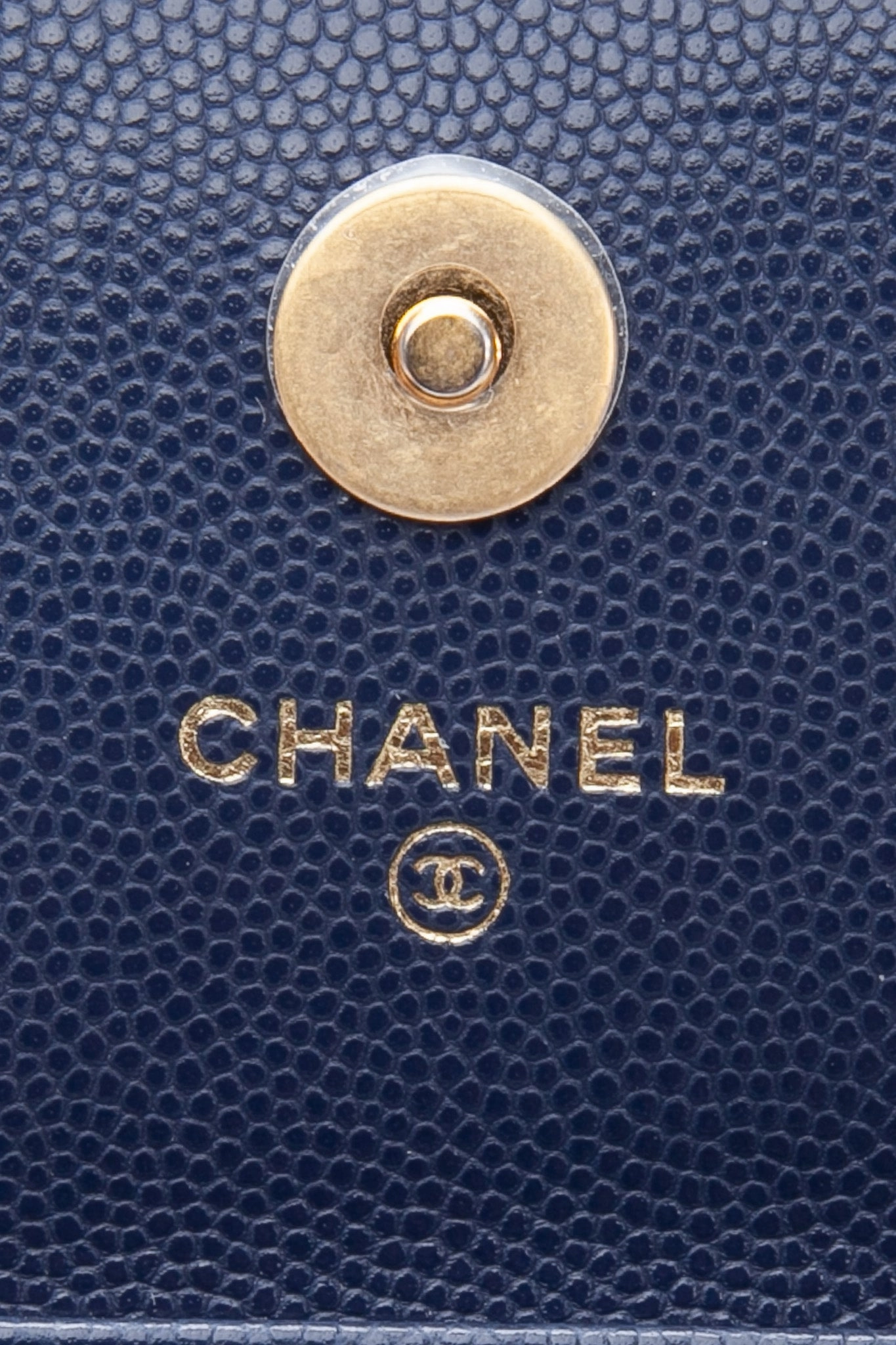 CHANEL Navy Quilted Caviar Twist Your Buttons Coin Purse with Chain Crossbody Bag