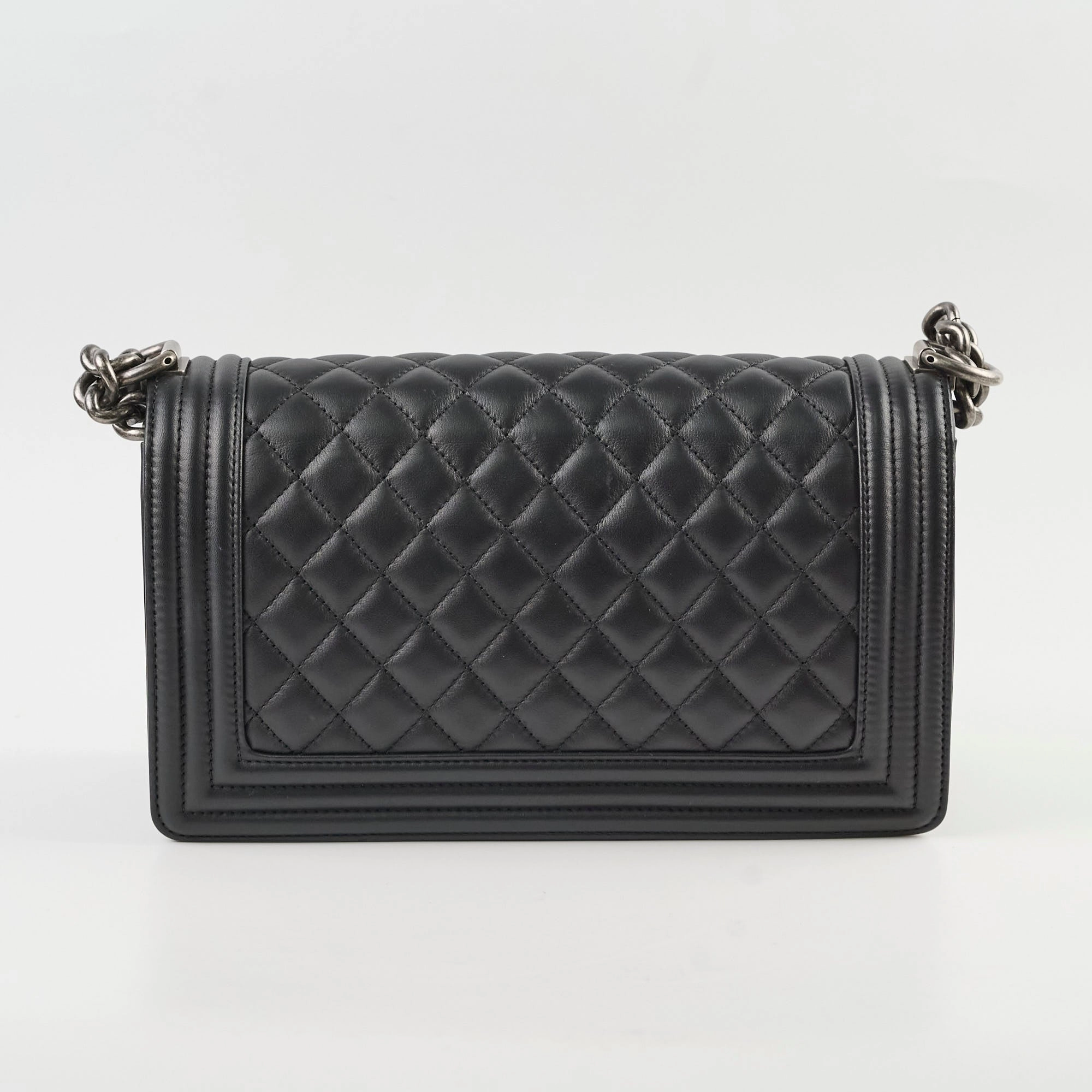 Chanel Old Medium Boy Black Microchipped