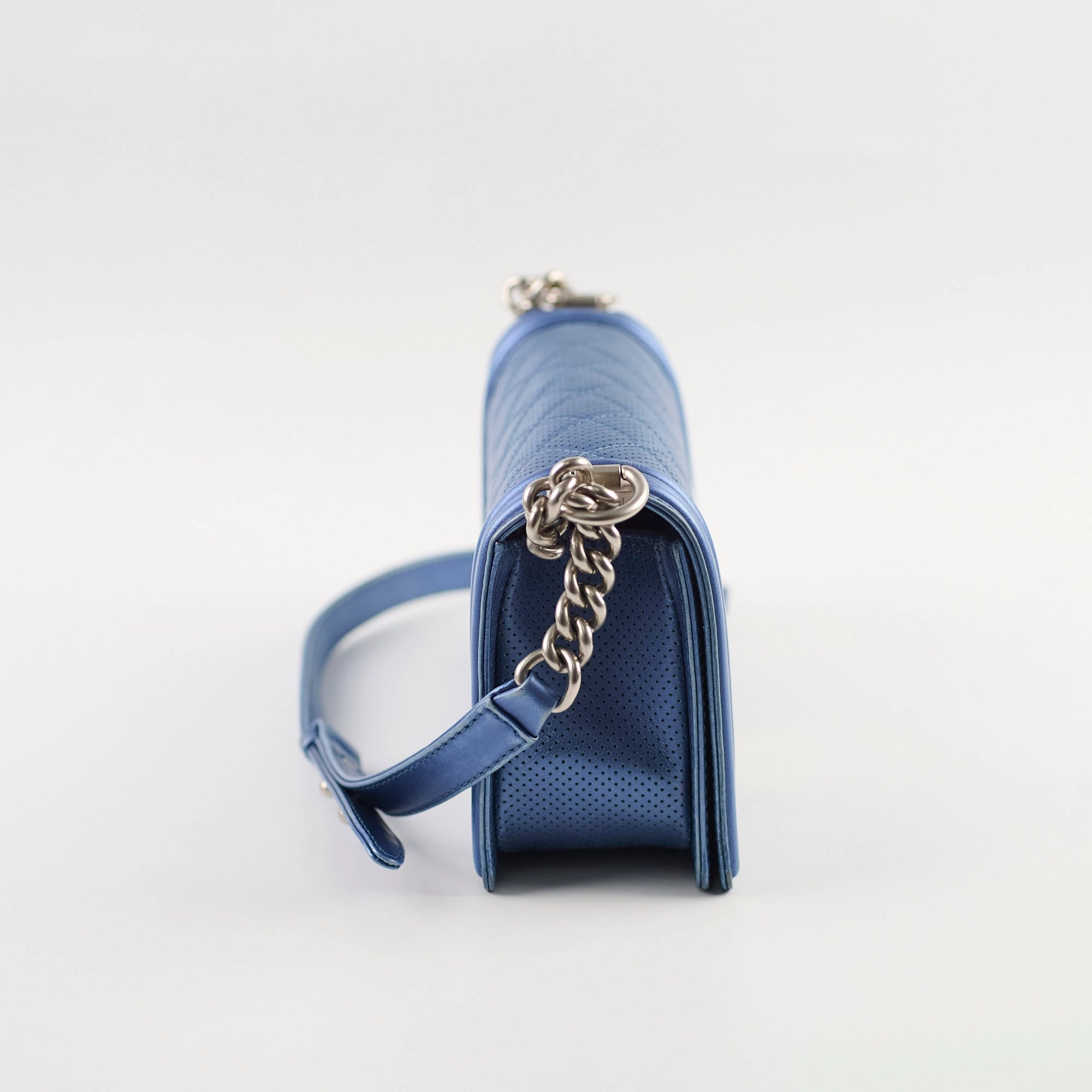 Chanel Old Medium Boy Metallic Blue