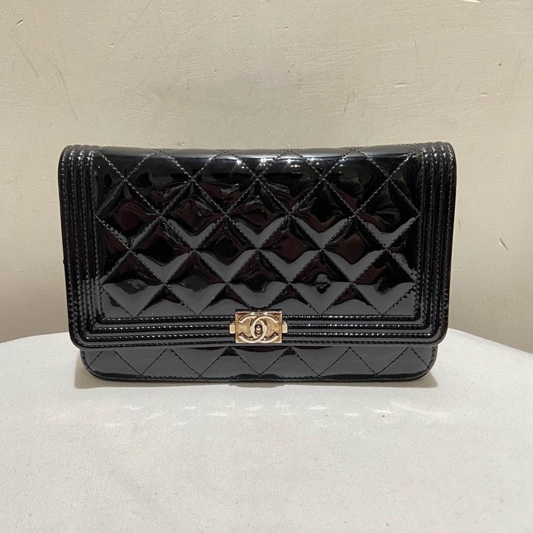 Chanel Patent Leather Black WOC Crossbody Bag