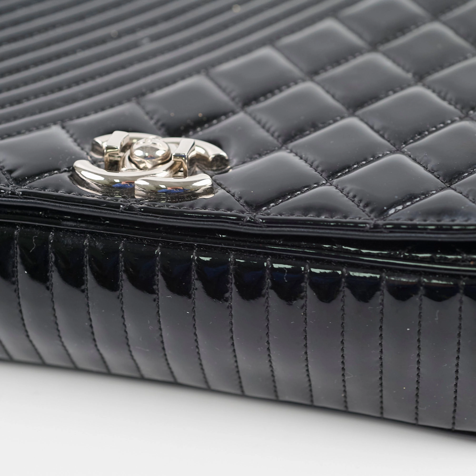 Chanel Patent Medium Coco Boy Flap Black