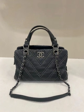 Chanel Preloved BCQ Black Leather Shoulder Bag