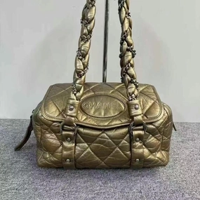Chanel Preloved Olive Quilted Shoulder Bag