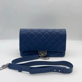 Chanel Quilted BCQ Navy Leather Crossbody Bag