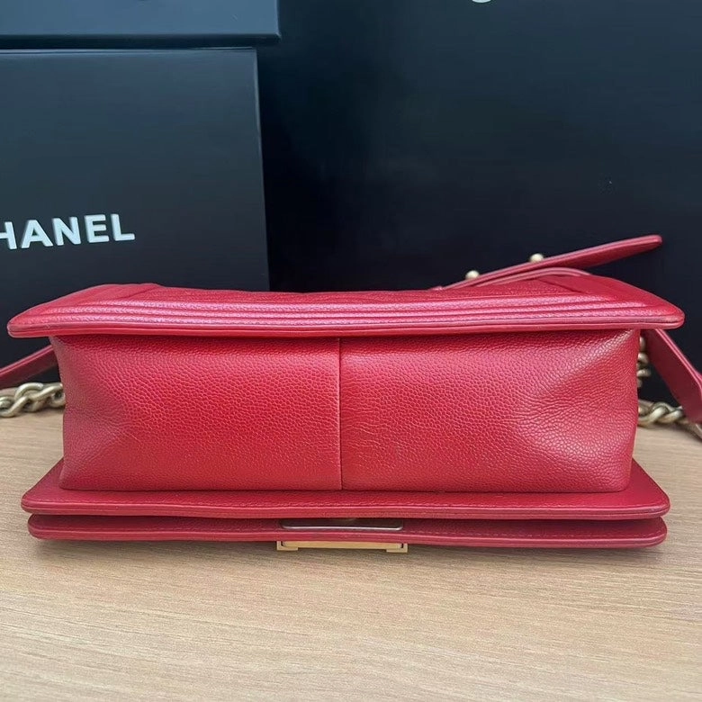 Chanel Small Boy Bag in Red Leather Shoulder Bag