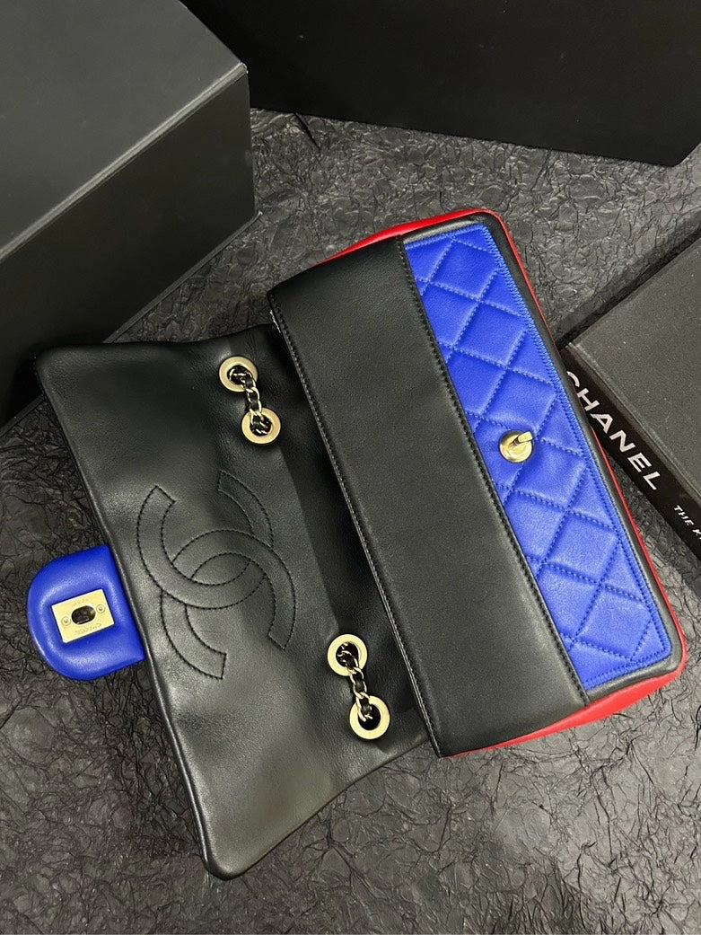 Chanel Tricolor Red/Yellow/Blue CF Bag 26cm15cm - Medium Leather Shoulder Bag
